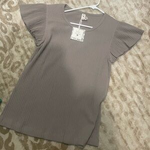Kate Quinn Taupe Ribbed Top
